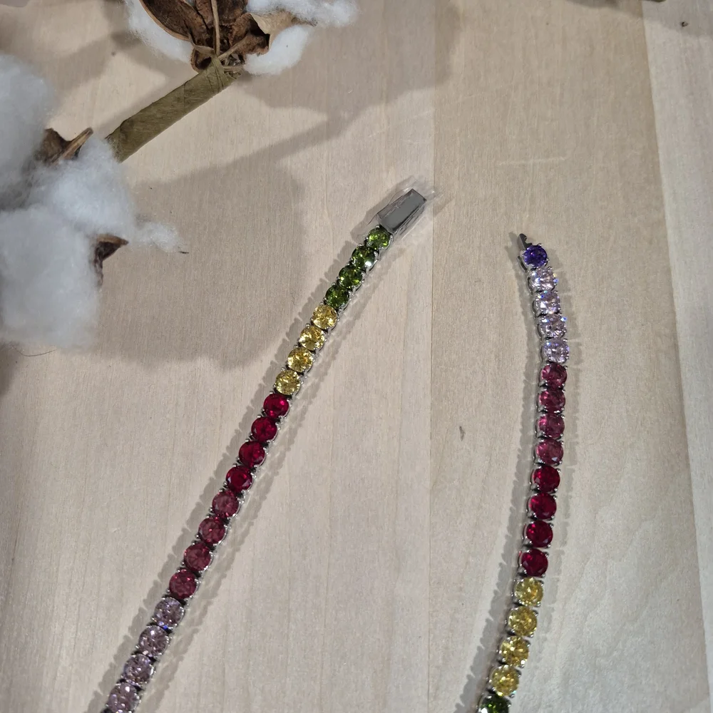 🎉🎉NEW🎉🎉 GORGEOUS!! 4MM 5A Multicolor CZ Necklace In SILVER Hardware